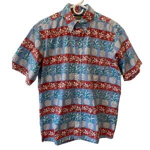 Reyn Spooner Vintage Phil Edwards Hawaiian Shirt Blue Red Button Up Size Medium